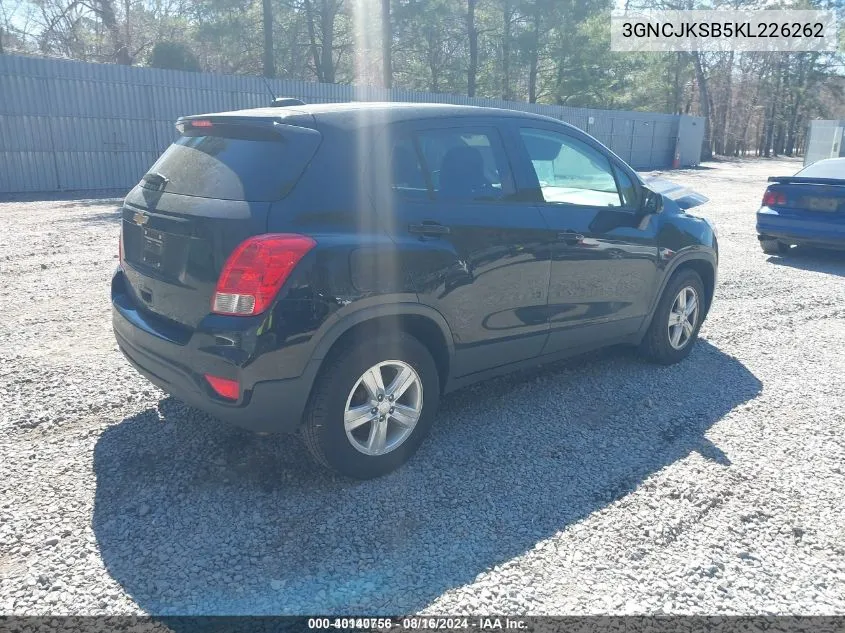 2019 Chevrolet Trax Ls VIN: 3GNCJKSB5KL226262 Lot: 40140756