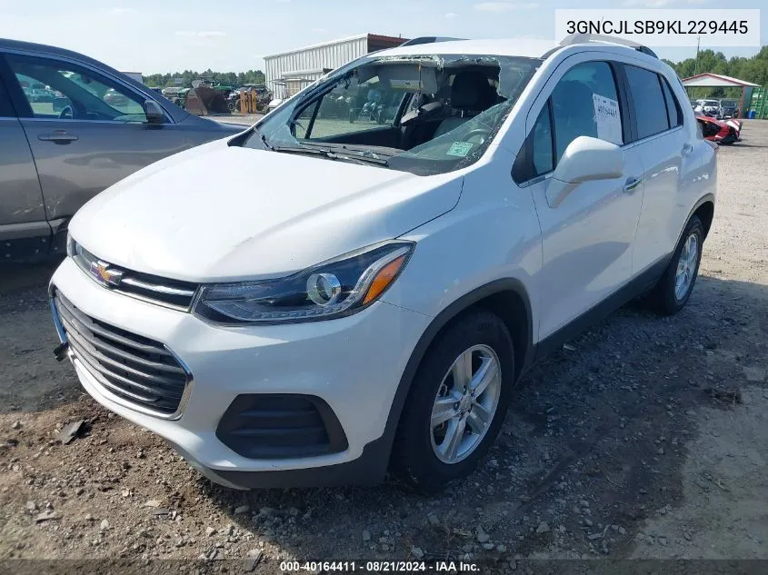 2019 Chevrolet Trax Lt VIN: 3GNCJLSB9KL229445 Lot: 40164411