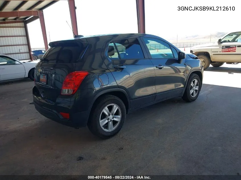 2019 Chevrolet Trax Ls VIN: 3GNCJKSB9KL212610 Lot: 40179545