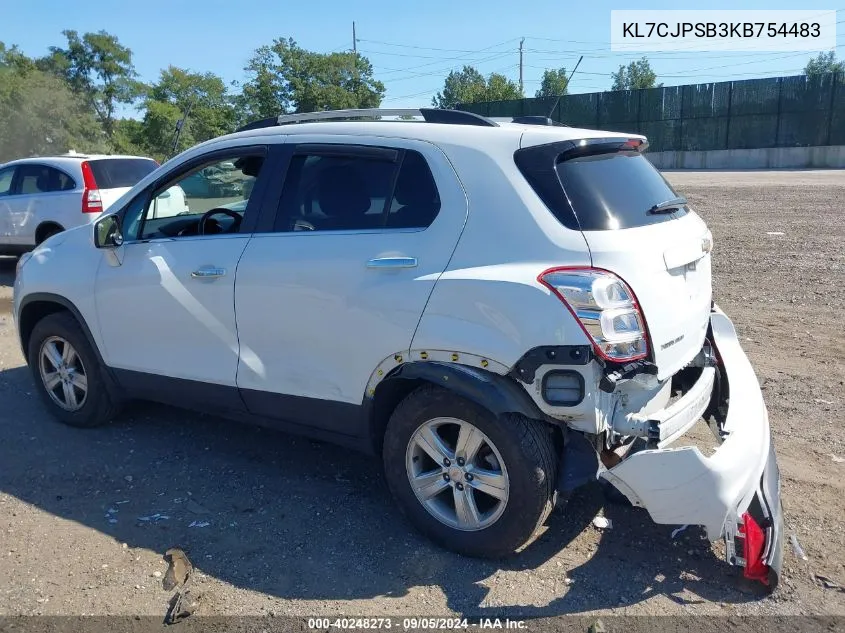 2019 Chevrolet Trax Lt VIN: KL7CJPSB3KB754483 Lot: 40248273