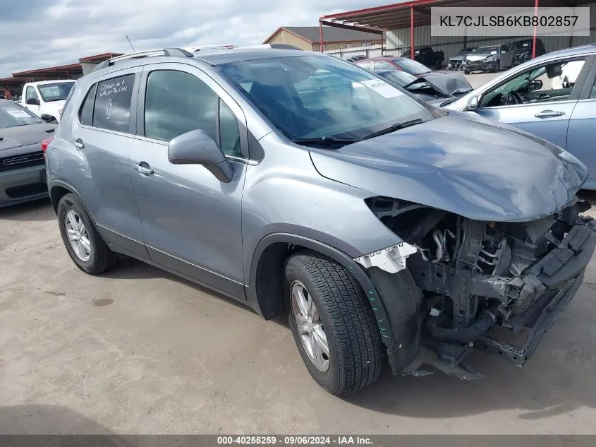 2019 Chevrolet Trax Lt VIN: KL7CJLSB6KB802857 Lot: 40255259