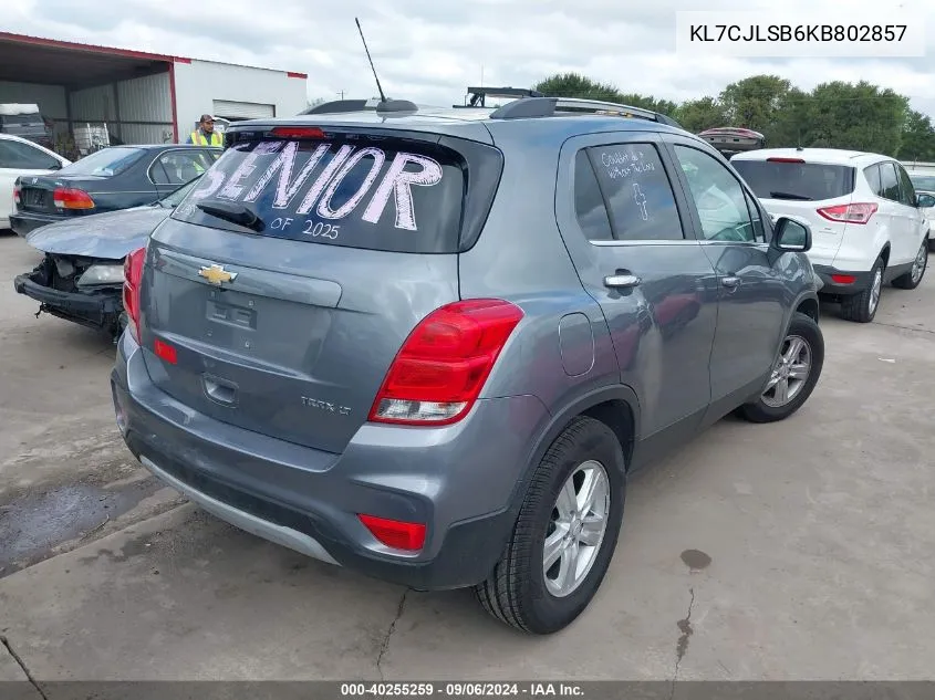 2019 Chevrolet Trax Lt VIN: KL7CJLSB6KB802857 Lot: 40255259