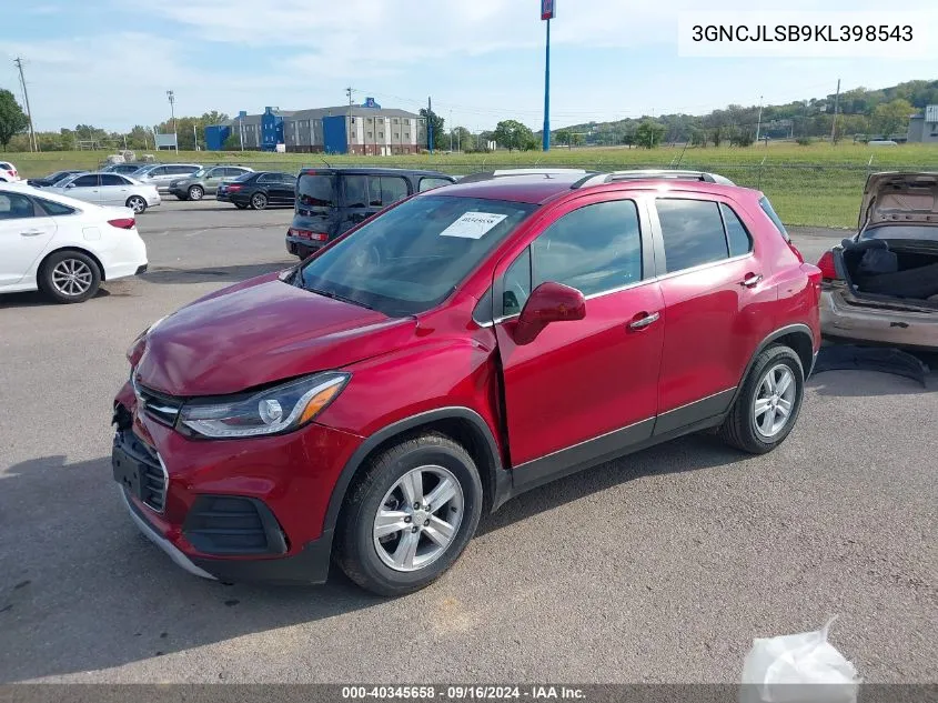 2019 Chevrolet Trax Lt VIN: 3GNCJLSB9KL398543 Lot: 40345658