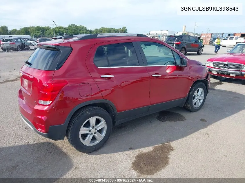 2019 Chevrolet Trax Lt VIN: 3GNCJLSB9KL398543 Lot: 40345658