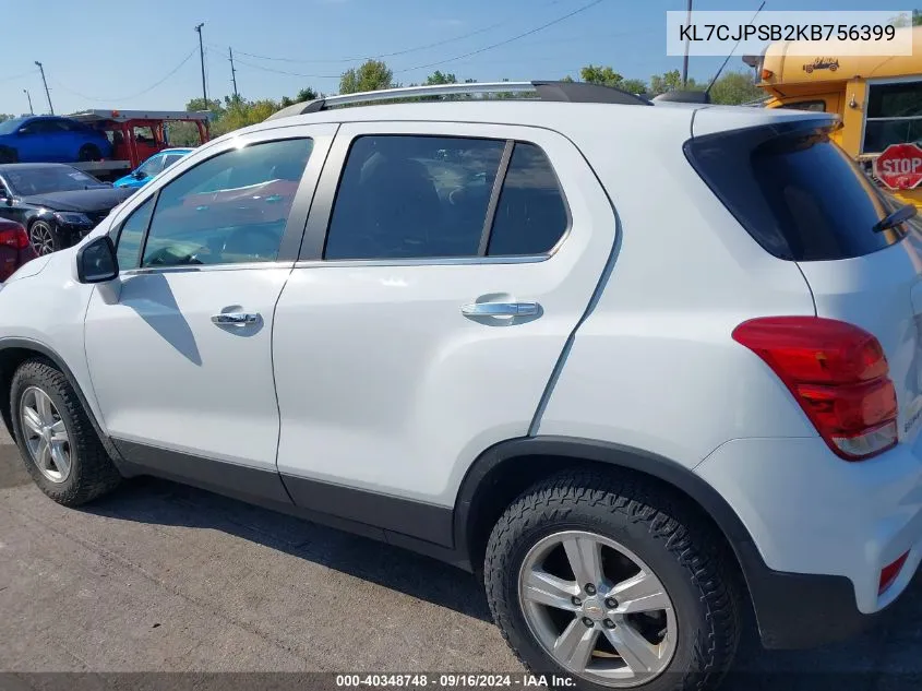 2019 Chevrolet Trax Lt VIN: KL7CJPSB2KB756399 Lot: 40348748