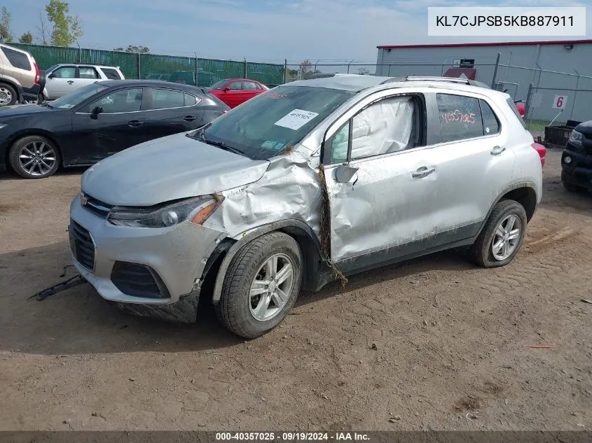 2019 Chevrolet Trax Lt VIN: KL7CJPSB5KB887911 Lot: 40357025