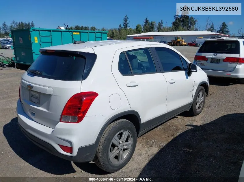 2019 Chevrolet Trax Ls VIN: 3GNCJKSB8KL392680 Lot: 40364146