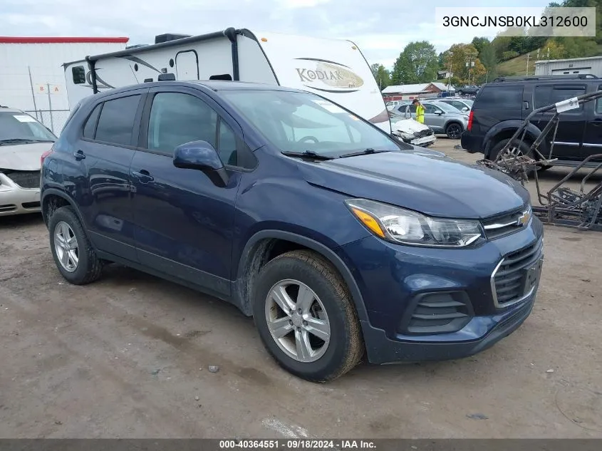 3GNCJNSB0KL312600 2019 Chevrolet Trax Ls