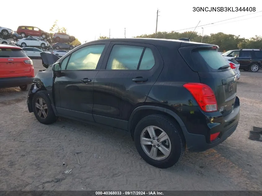 3GNCJNSB3KL344408 2019 Chevrolet Trax Ls