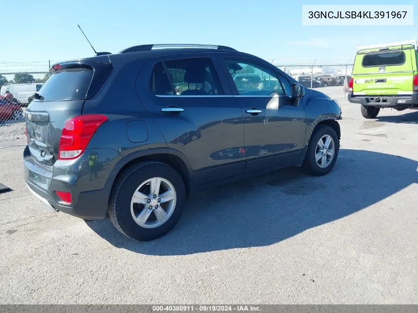 2019 Chevrolet Trax Lt VIN: 3GNCJLSB4KL391967 Lot: 40380911