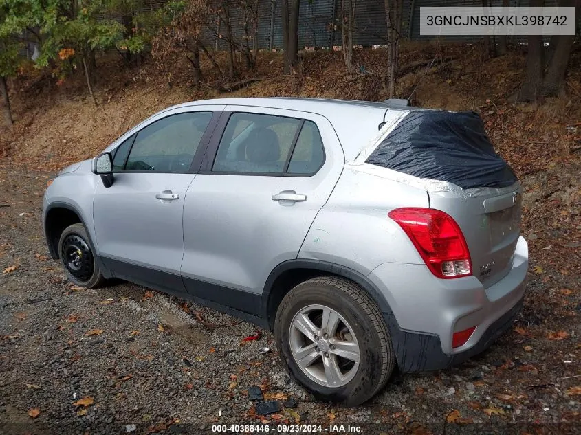 2019 Chevrolet Trax Ls VIN: 3GNCJNSBXKL398742 Lot: 40388446