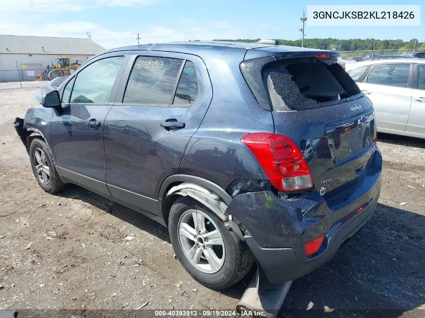 2019 Chevrolet Trax Ls VIN: 3GNCJKSB2KL218426 Lot: 40393913