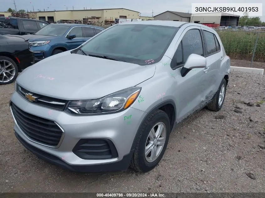 2019 Chevrolet Trax Ls VIN: 3GNCJKSB9KL401953 Lot: 40409798