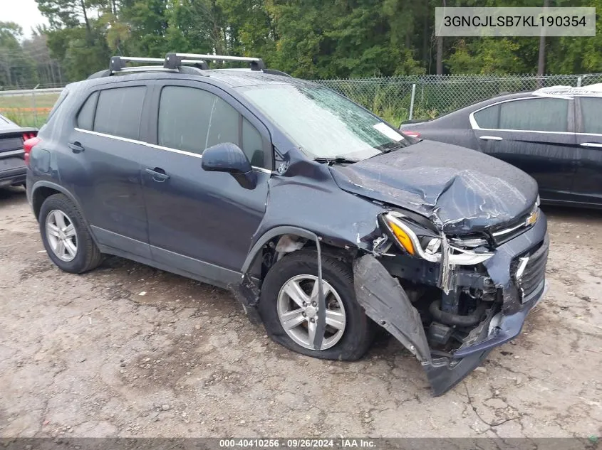 2019 Chevrolet Trax Lt VIN: 3GNCJLSB7KL190354 Lot: 40410256