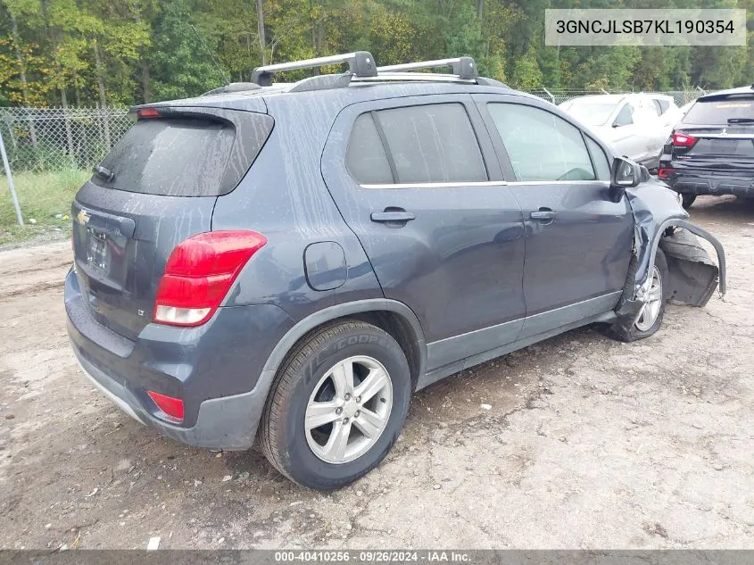 2019 Chevrolet Trax Lt VIN: 3GNCJLSB7KL190354 Lot: 40410256