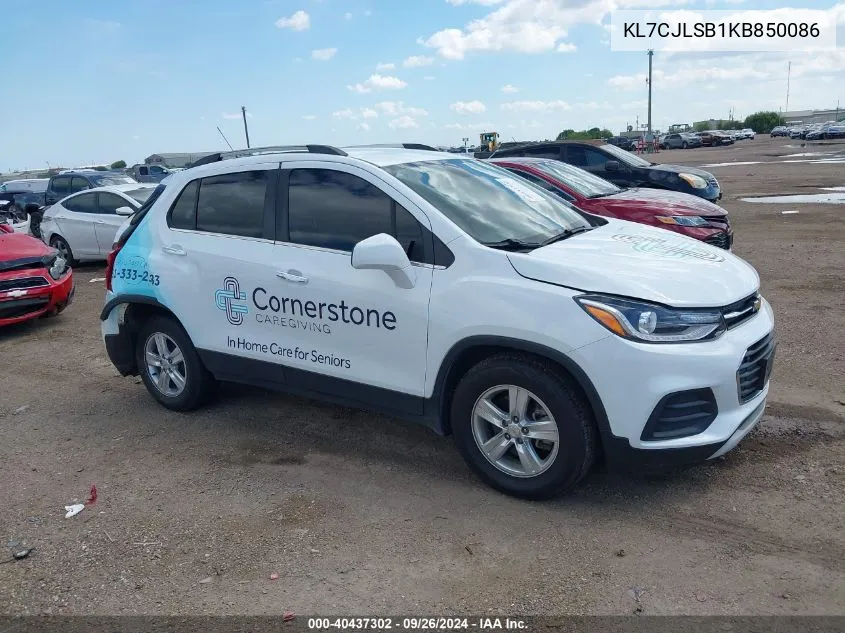 2019 Chevrolet Trax Lt VIN: KL7CJLSB1KB850086 Lot: 40437302