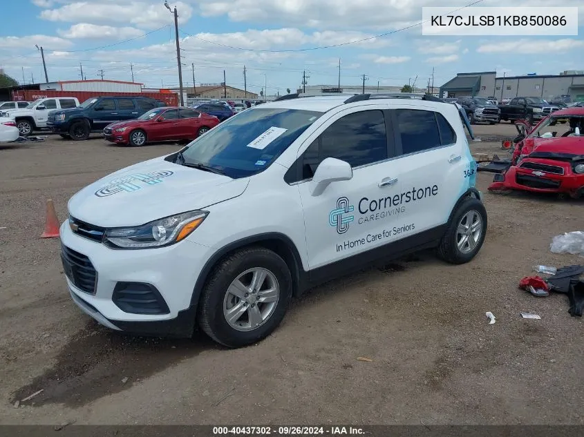 2019 Chevrolet Trax Lt VIN: KL7CJLSB1KB850086 Lot: 40437302