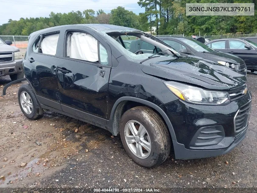 2019 Chevrolet Trax Ls VIN: 3GNCJNSB7KL379761 Lot: 40444798