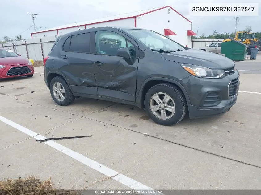 2019 Chevrolet Trax Ls VIN: 3GNCJKSB7KL357547 Lot: 40444896