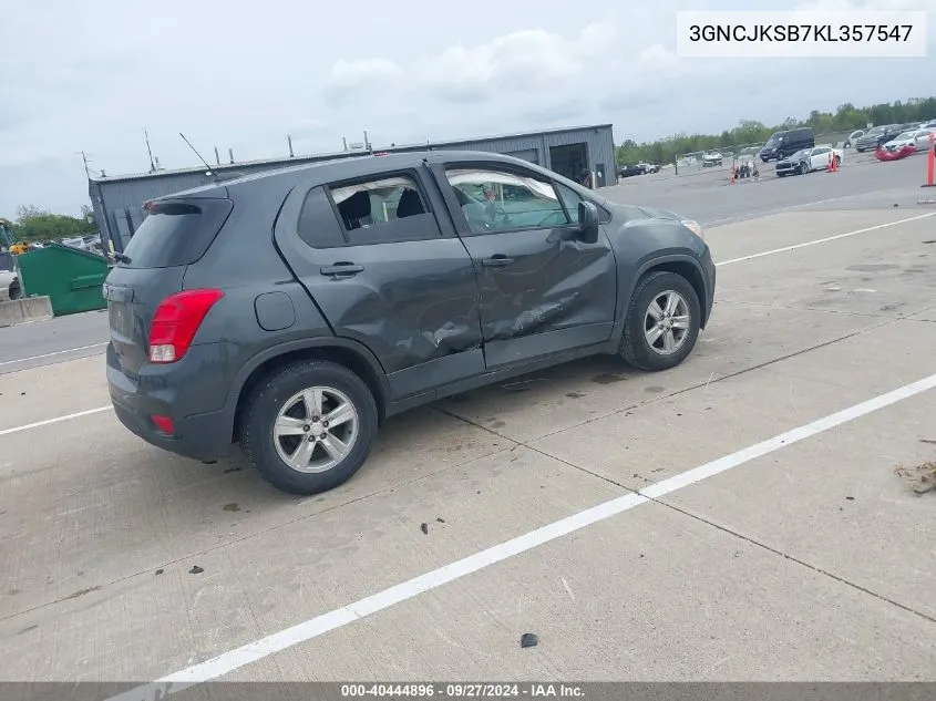 2019 Chevrolet Trax Ls VIN: 3GNCJKSB7KL357547 Lot: 40444896