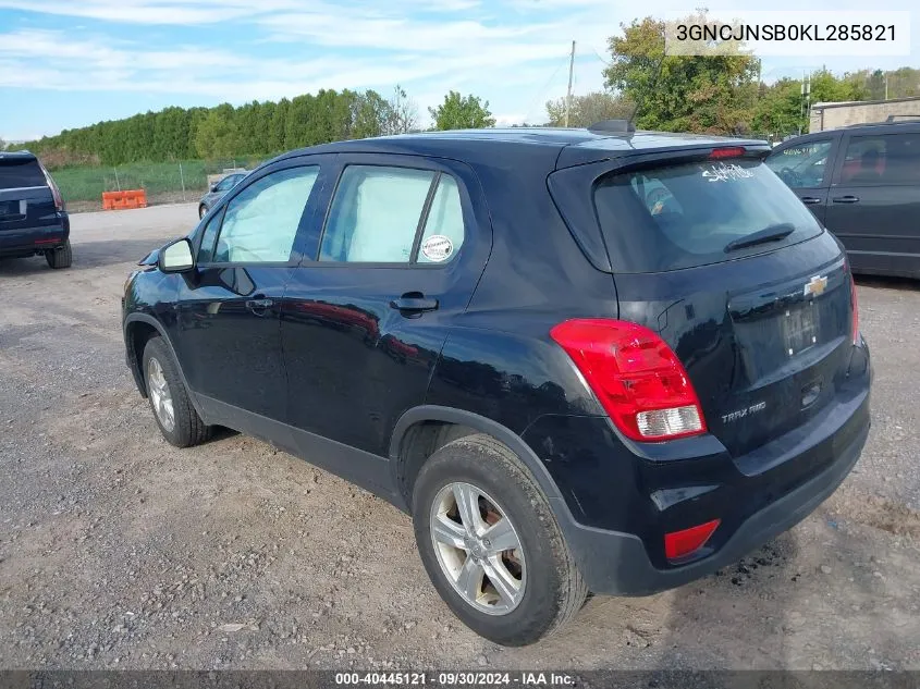 2019 Chevrolet Trax Ls VIN: 3GNCJNSB0KL285821 Lot: 40445121