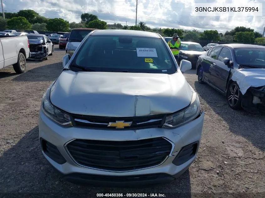 2019 Chevrolet Trax Ls VIN: 3GNCJKSB1KL375994 Lot: 40450386