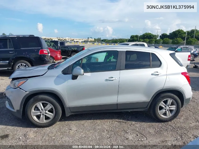 2019 Chevrolet Trax Ls VIN: 3GNCJKSB1KL375994 Lot: 40450386