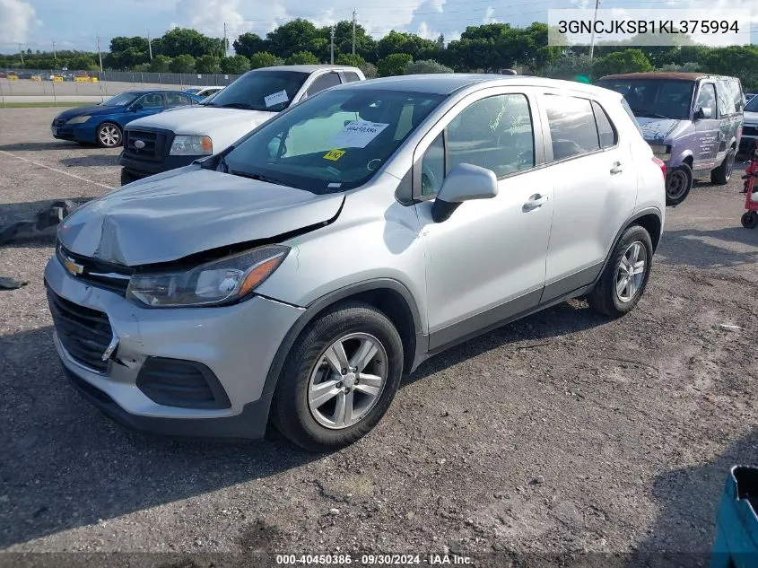 2019 Chevrolet Trax Ls VIN: 3GNCJKSB1KL375994 Lot: 40450386