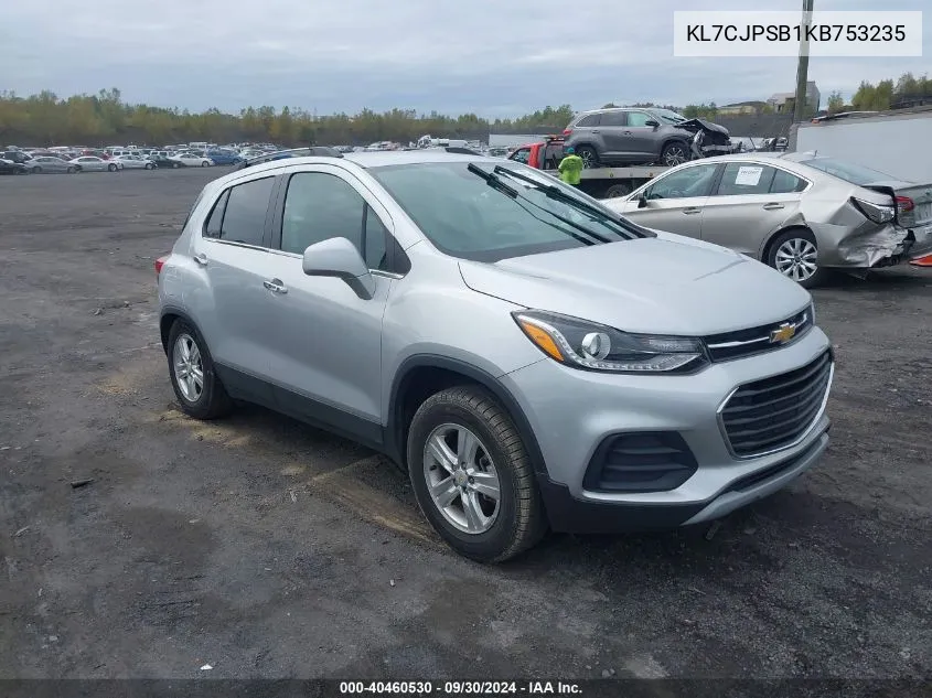 2019 Chevrolet Trax Lt VIN: KL7CJPSB1KB753235 Lot: 40460530