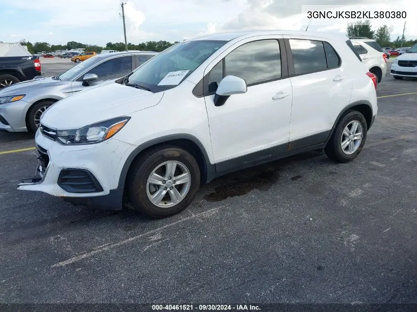 2019 Chevrolet Trax Ls VIN: 3GNCJKSB2KL380380 Lot: 40461521