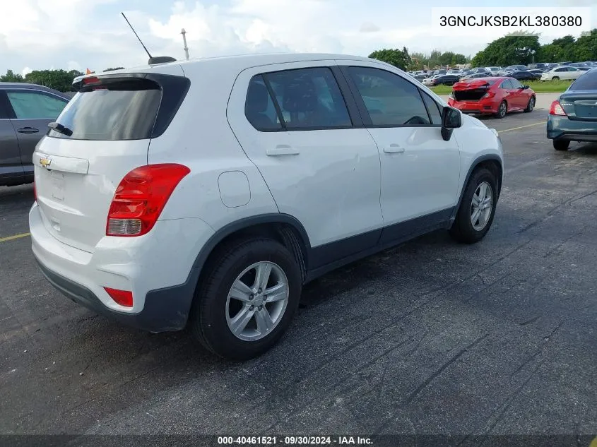 2019 Chevrolet Trax Ls VIN: 3GNCJKSB2KL380380 Lot: 40461521