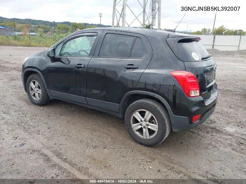 2019 Chevrolet Trax Ls VIN: 3GNCJNSB5KL392007 Lot: 40475414