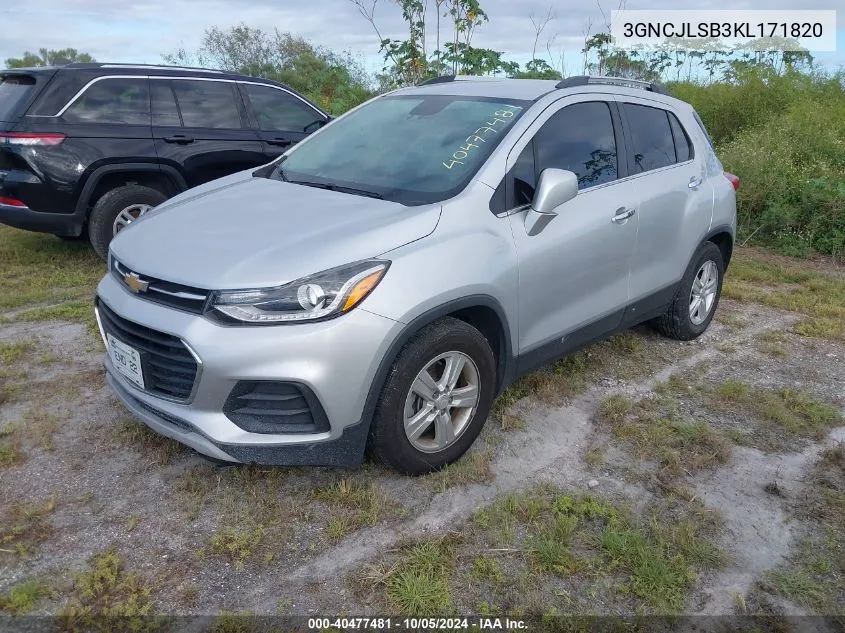 2019 Chevrolet Trax 1Lt VIN: 3GNCJLSB3KL171820 Lot: 40477481