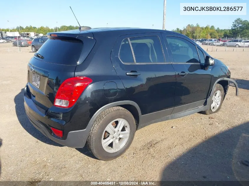 2019 Chevrolet Trax Ls VIN: 3GNCJKSB0KL286577 Lot: 40485451