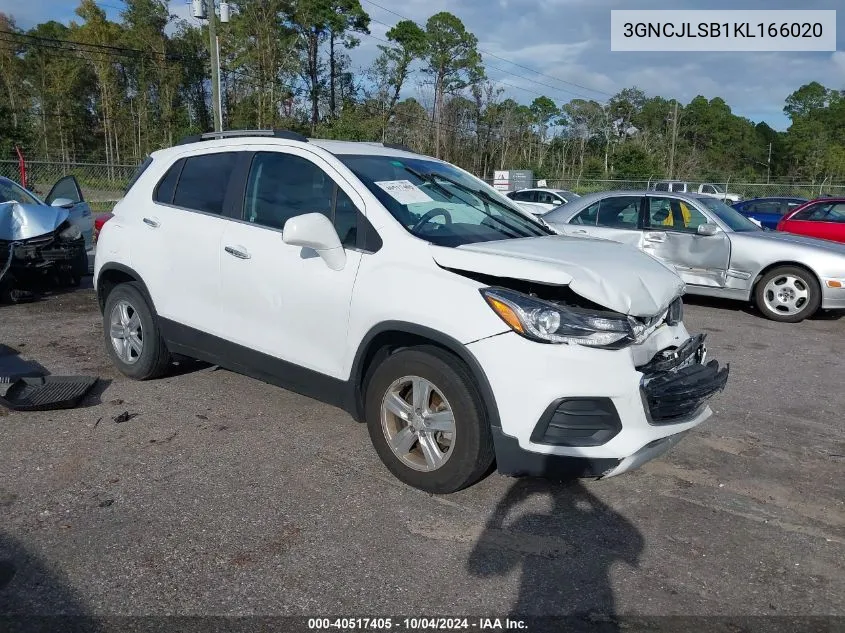 2019 Chevrolet Trax Lt VIN: 3GNCJLSB1KL166020 Lot: 40517405