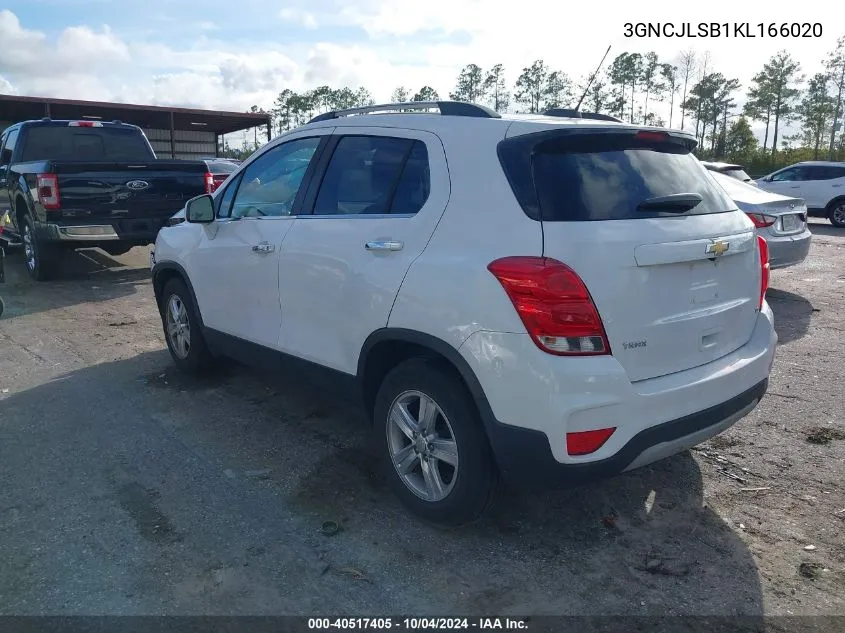 2019 Chevrolet Trax Lt VIN: 3GNCJLSB1KL166020 Lot: 40517405