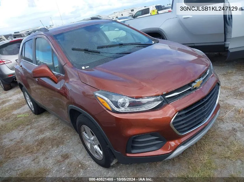 2019 Chevrolet Trax 1Lt VIN: 3GNCJLSB1KL247129 Lot: 40521485