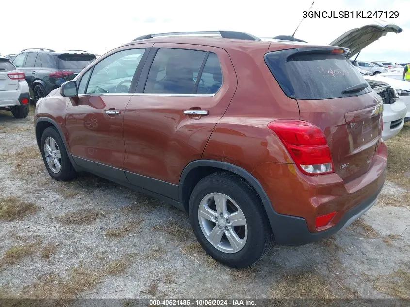 2019 Chevrolet Trax 1Lt VIN: 3GNCJLSB1KL247129 Lot: 40521485