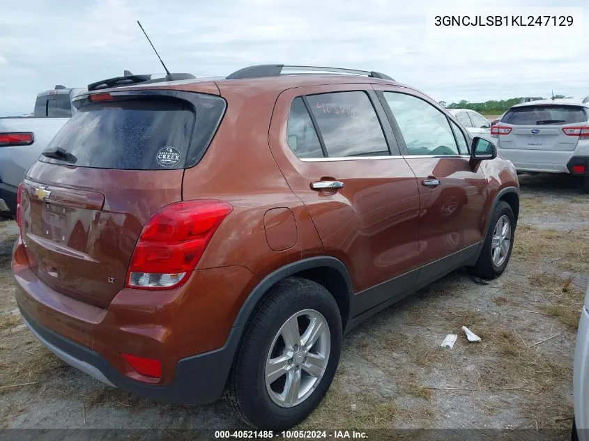 2019 Chevrolet Trax 1Lt VIN: 3GNCJLSB1KL247129 Lot: 40521485