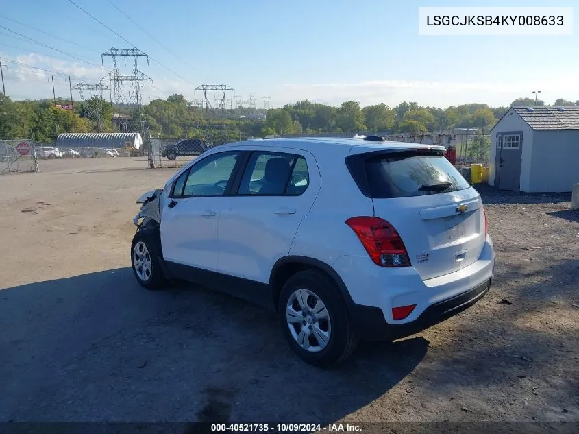 2019 Chevrolet Trax Ls VIN: LSGCJKSB4KY008633 Lot: 40521735