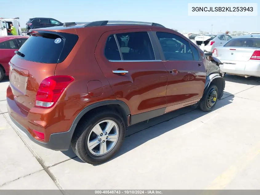 2019 Chevrolet Trax Lt VIN: 3GNCJLSB2KL253943 Lot: 40548743