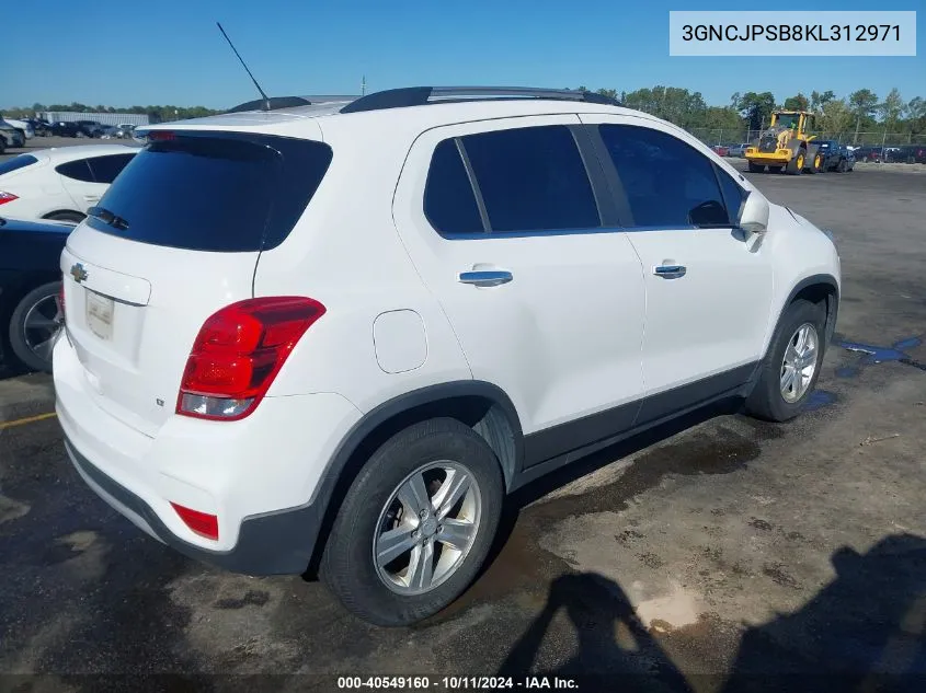 2019 Chevrolet Trax Lt VIN: 3GNCJPSB8KL312971 Lot: 40549160