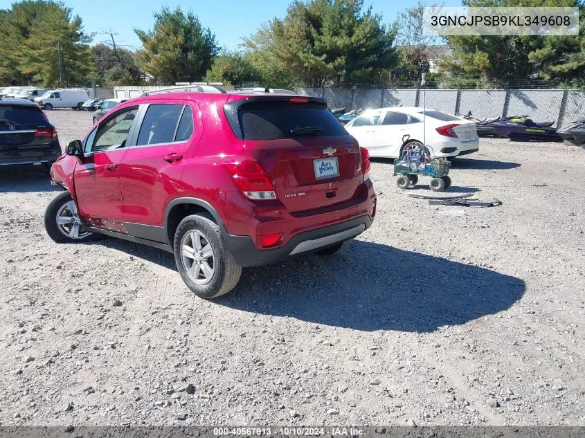 2019 Chevrolet Trax Lt VIN: 3GNCJPSB9KL349608 Lot: 40567913