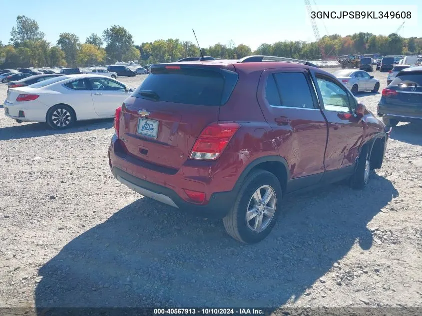 2019 Chevrolet Trax Lt VIN: 3GNCJPSB9KL349608 Lot: 40567913