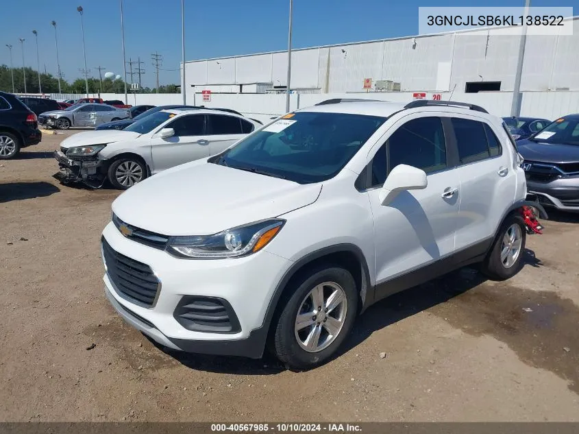 3GNCJLSB6KL138522 2019 Chevrolet Trax Lt