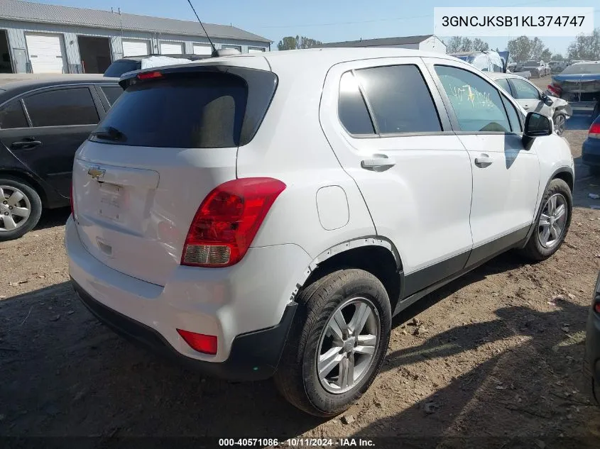 2019 Chevrolet Trax Ls VIN: 3GNCJKSB1KL374747 Lot: 40571086