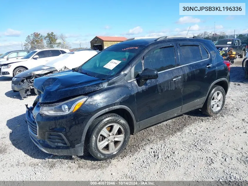 2019 Chevrolet Trax Lt VIN: 3GNCJPSB3KL196336 Lot: 40572046