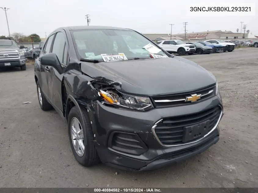 2019 Chevrolet Trax Ls VIN: 3GNCJKSB0KL293321 Lot: 40594582