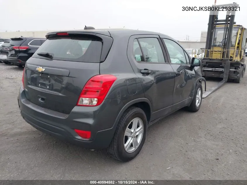 2019 Chevrolet Trax Ls VIN: 3GNCJKSB0KL293321 Lot: 40594582