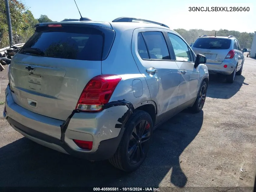 2019 Chevrolet Trax Lt VIN: 3GNCJLSBXKL286060 Lot: 40595581